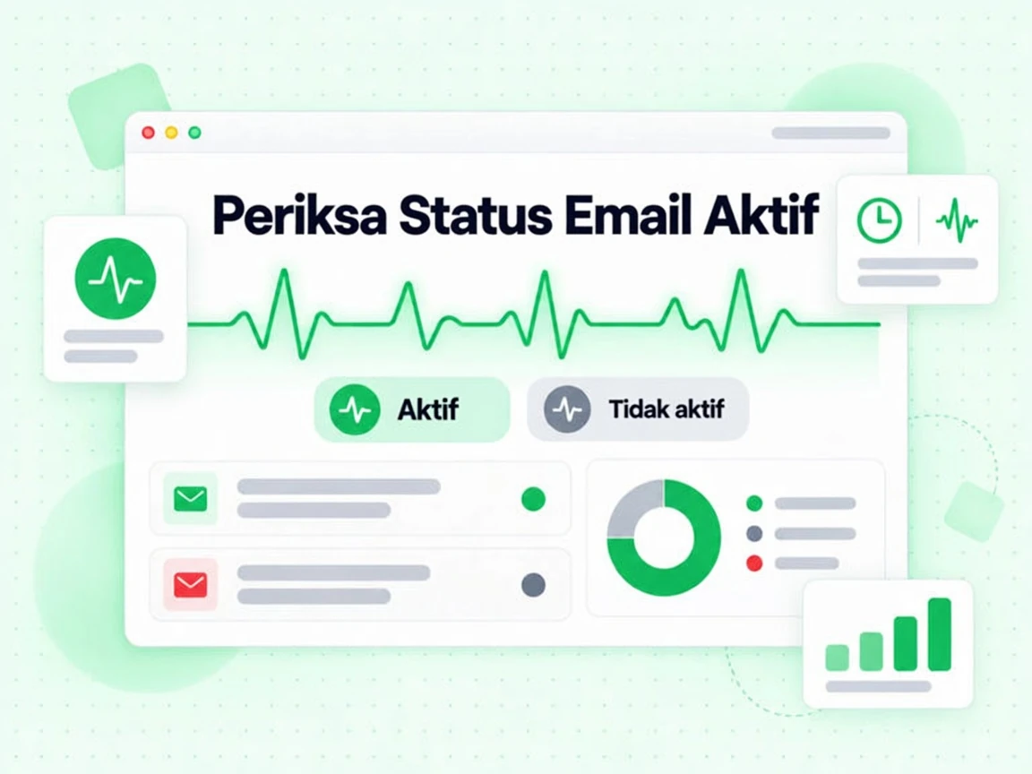 Periksa Status Email Aktif menampilkan denyut aktivitas hijau dengan badge aktif dan badge tidak aktif abu-abu