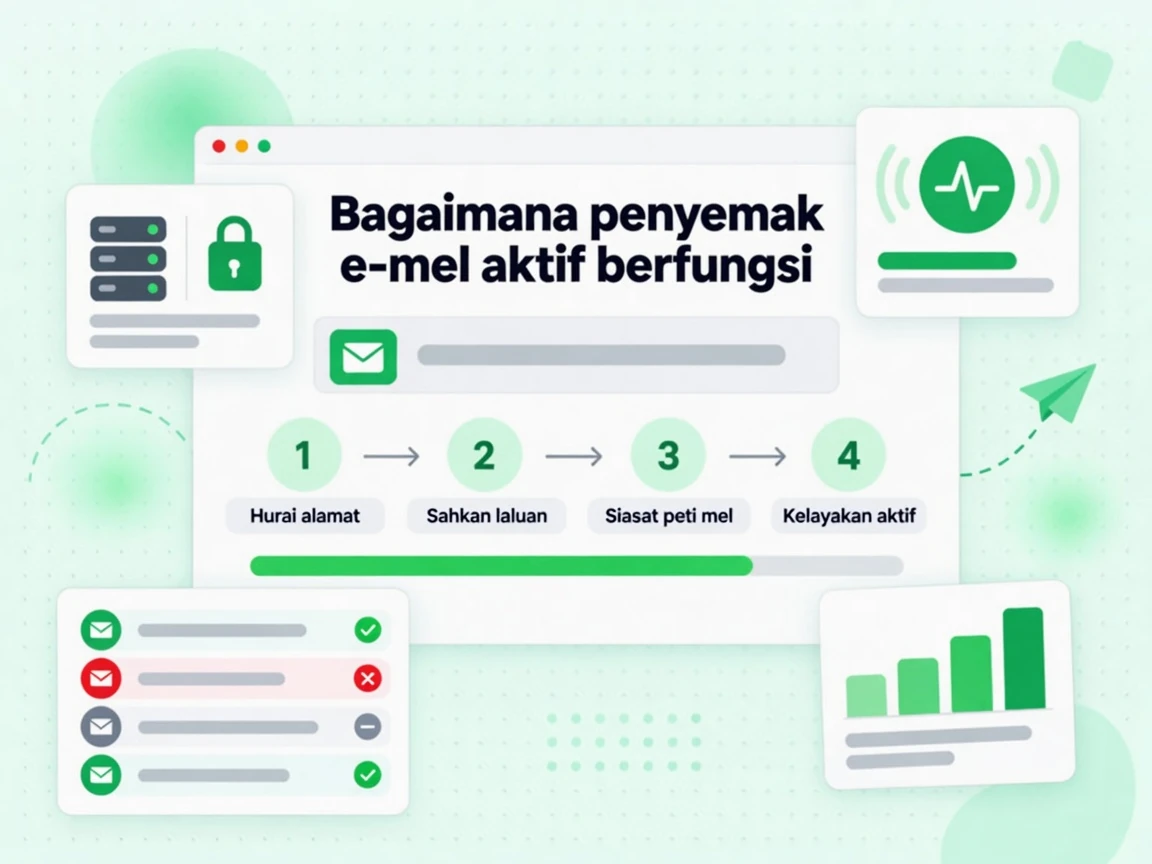 Bagaimana penyemak e-mel aktif berfungsi: empat langkah berakhir dengan Kelayakan aktif peti mel.