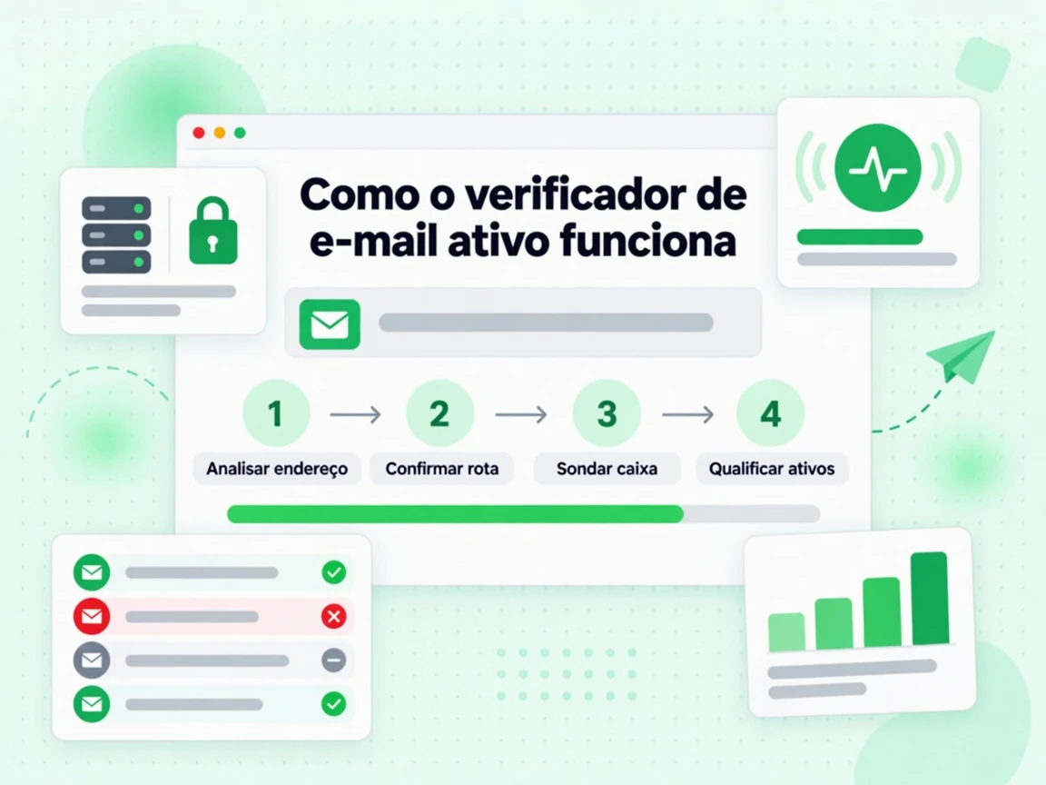 Como o verificador de e-mail ativo funciona em quatro etapas até Qualificar ativos