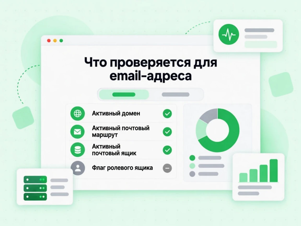 Что проверяется для email-адреса: Active domain, Active mailbox и серые строки Role
