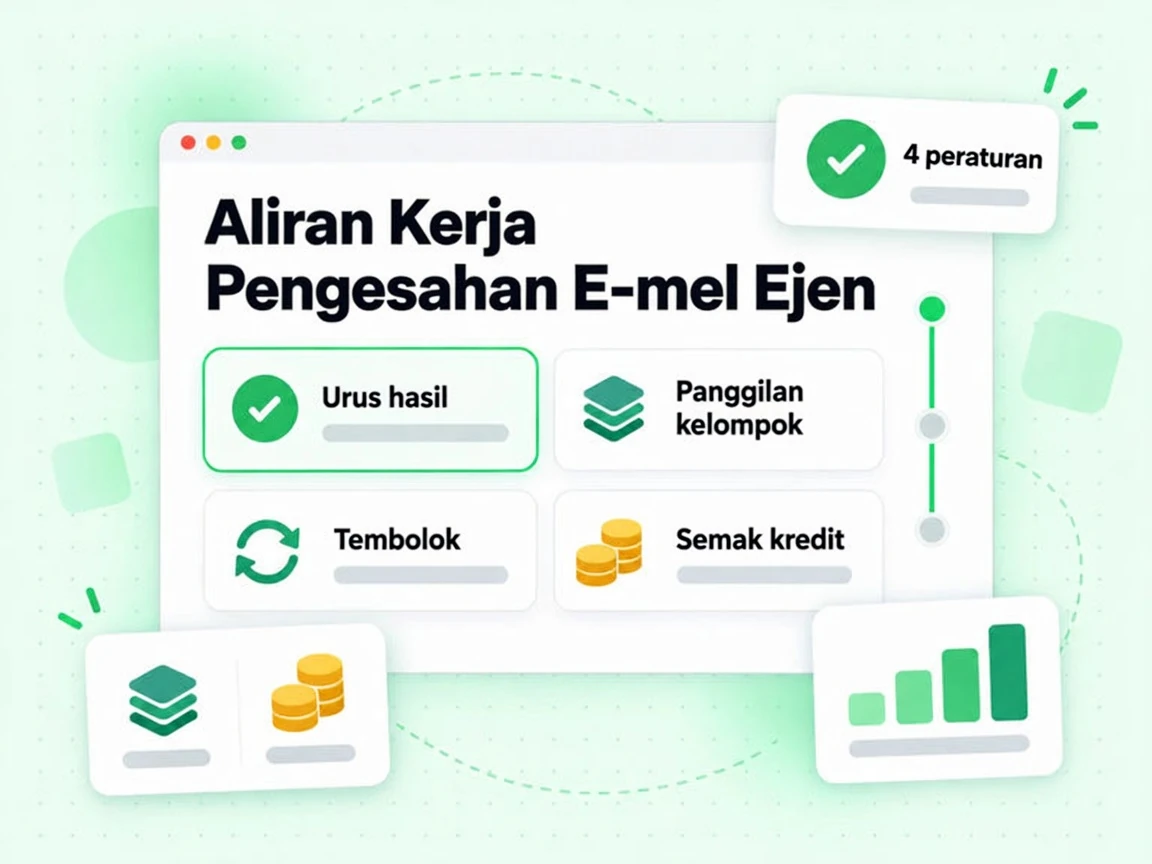 Aliran Kerja Pengesahan E-mel Ejen: Urus hasil, Panggilan kelompok, Tembolok, Semak kredit dan 4 peraturan