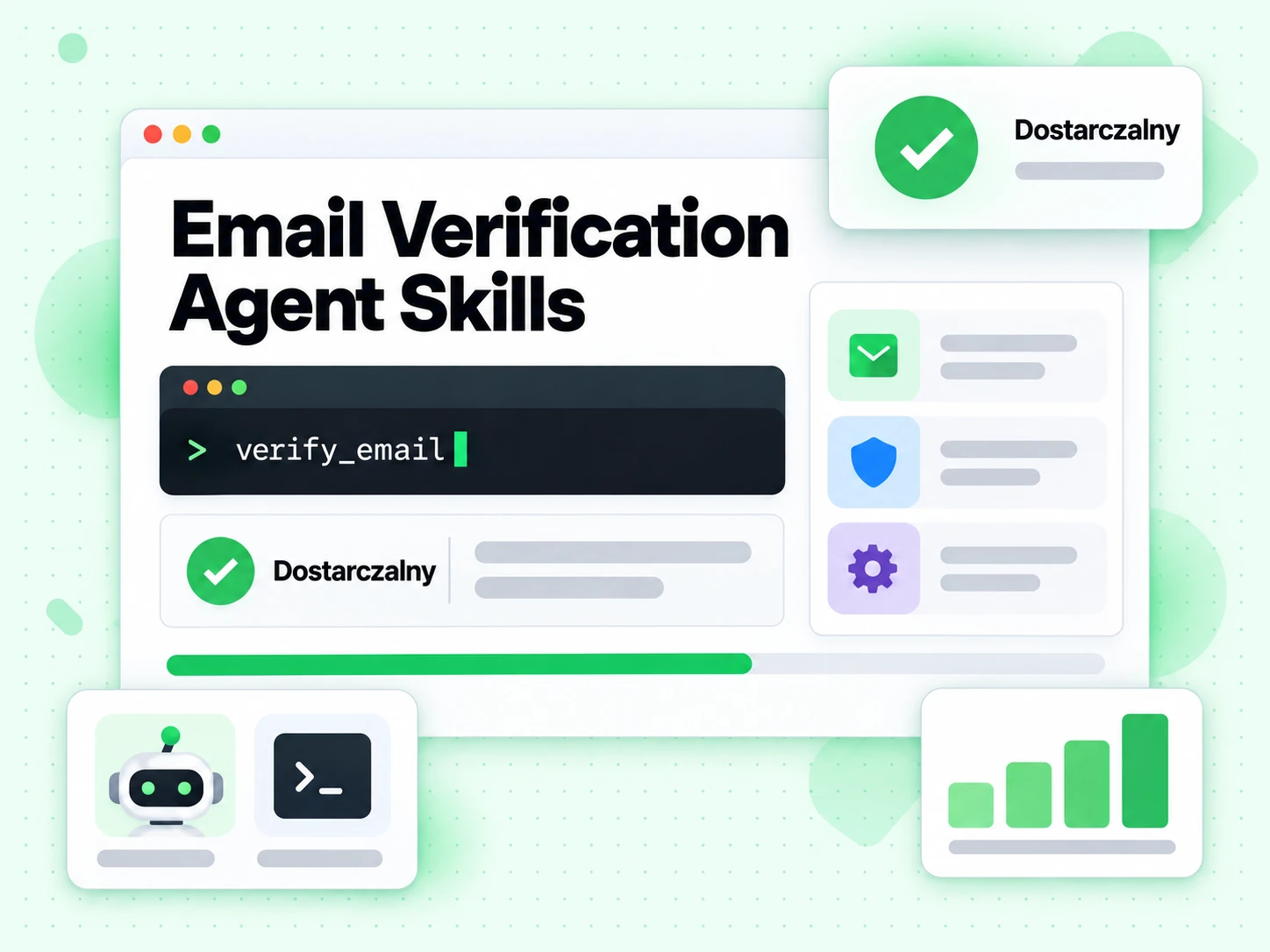 Email Verification Agent Skills: agent AI sprawdza e-mail narzędziem verify_email, wynik Dostarczalny