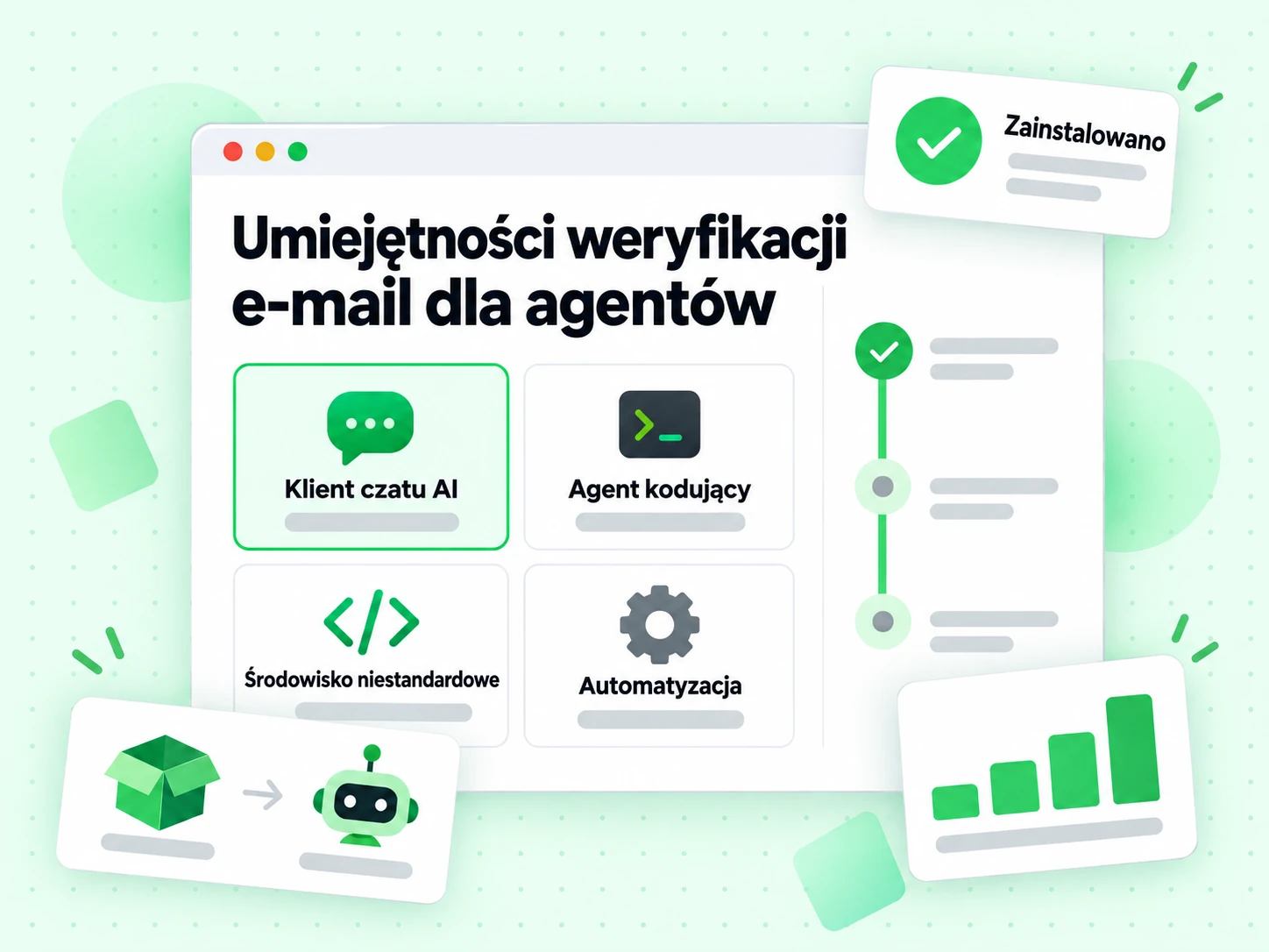 Umiejętności weryfikacji e-mail dla agentów zainstalowane w kliencie czatu i agencie kodującym