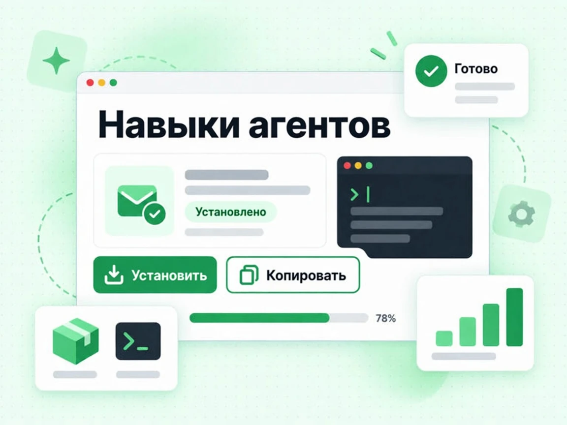 «Навыки агентов»: карточка установки с кнопками установить или скопировать навык