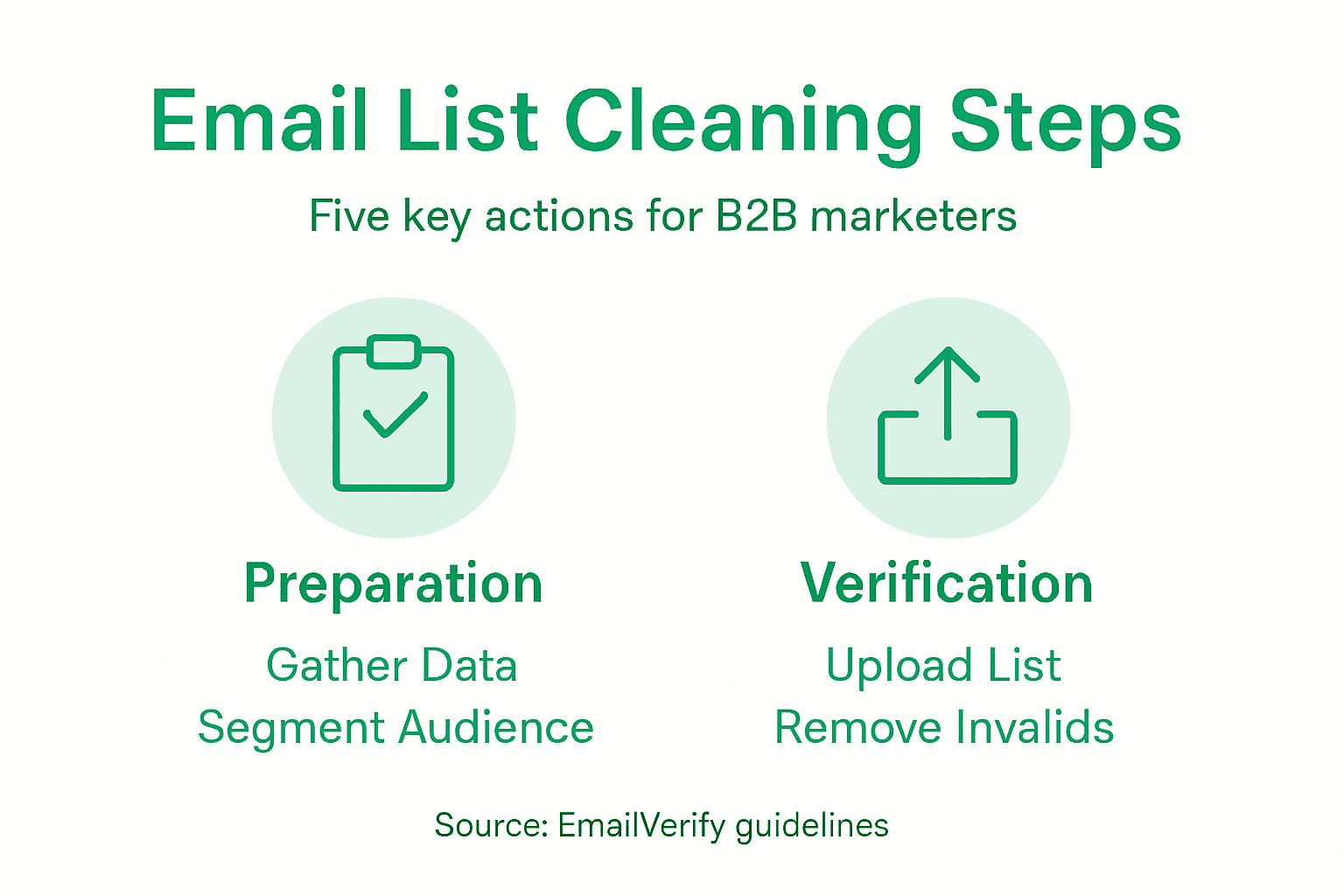 Infographic of email list cleaning workflow steps