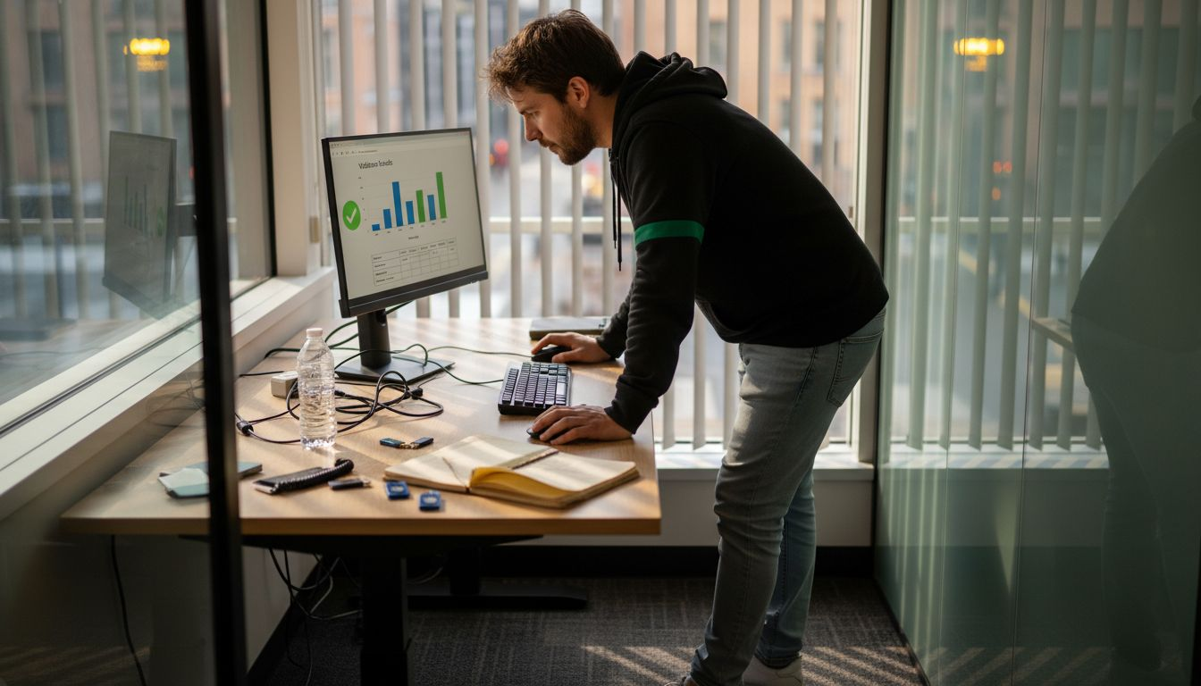 IT specialist verifying email workflow steps