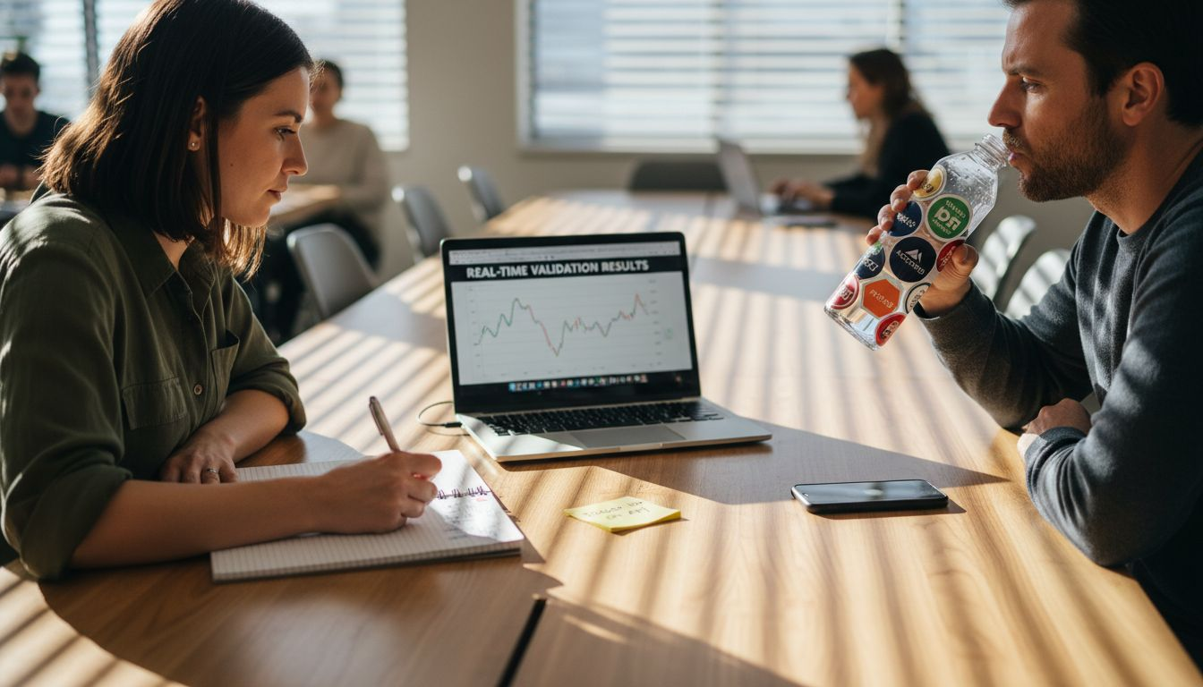 Colleagues viewing real-time email results together