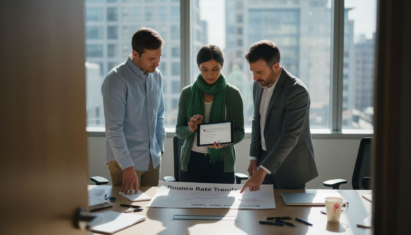 Marketing team examining email bounce chart