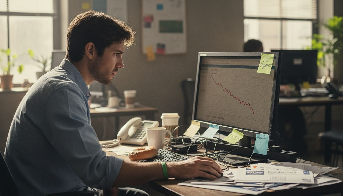 Specialist reviews email bounce and reputation data