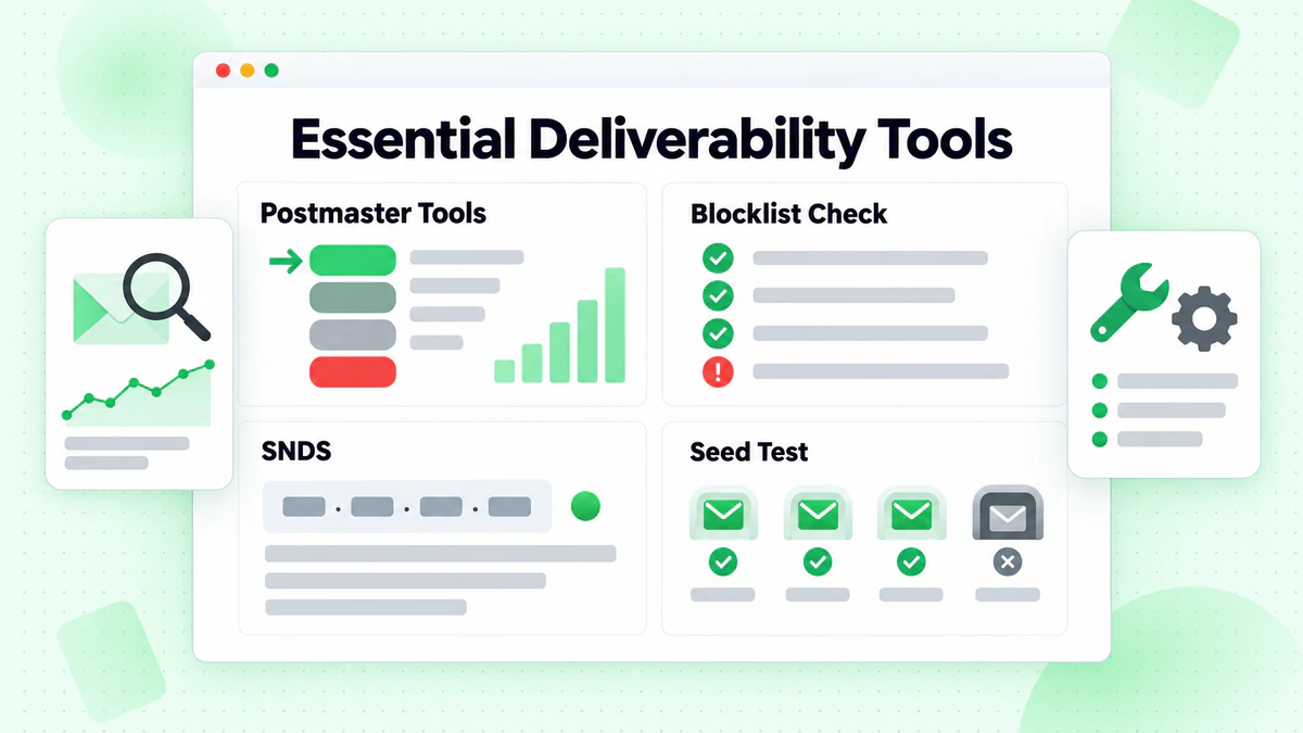 A grid of monitoring tiles for reputation, blocklists and seed tests: essential deliverability tools