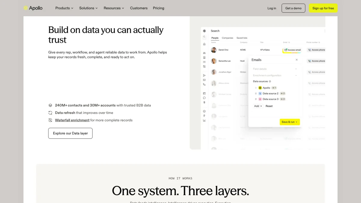 Apollo database of contacts and accounts on the apollo.io homepage