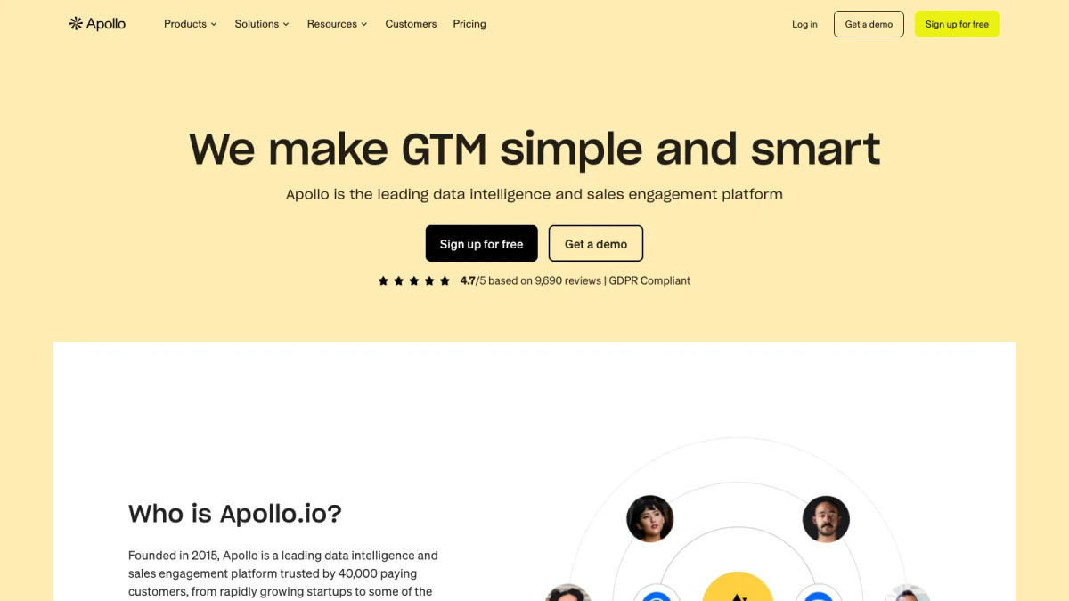 What is Apollo.io: the About Apollo page on apollo.io