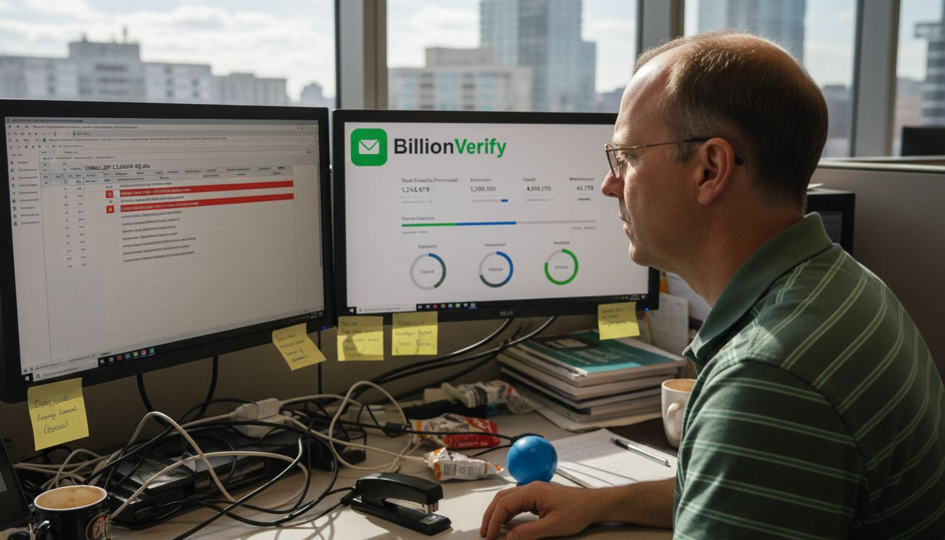 在办公桌上查看 B2B 电子邮件列表清理