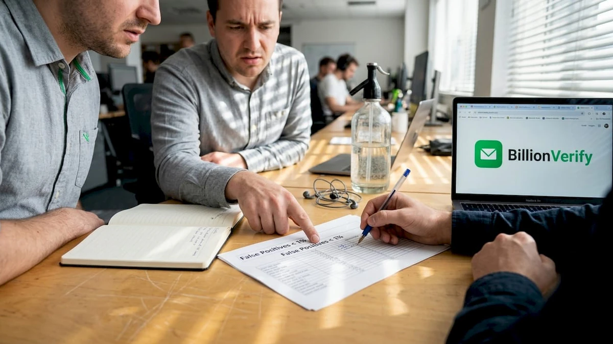 Colleagues checking false positive email stats