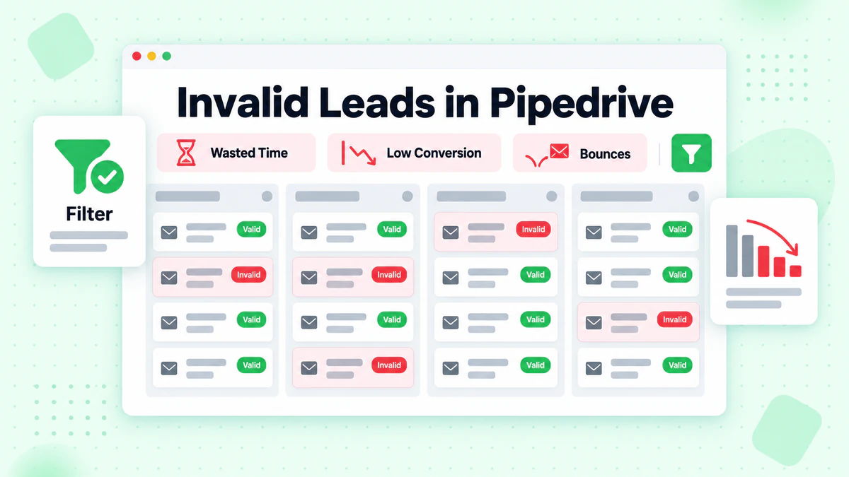 Pipeline de deals avec badges rouges invalides et puces de problèmes : le coût des leads invalides dans Pipedrive