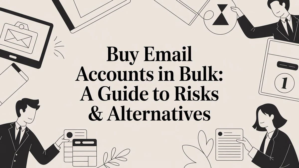 Illustrated title card for Buy Email Accounts in Bulk: A Guide to Risks & Alternatives