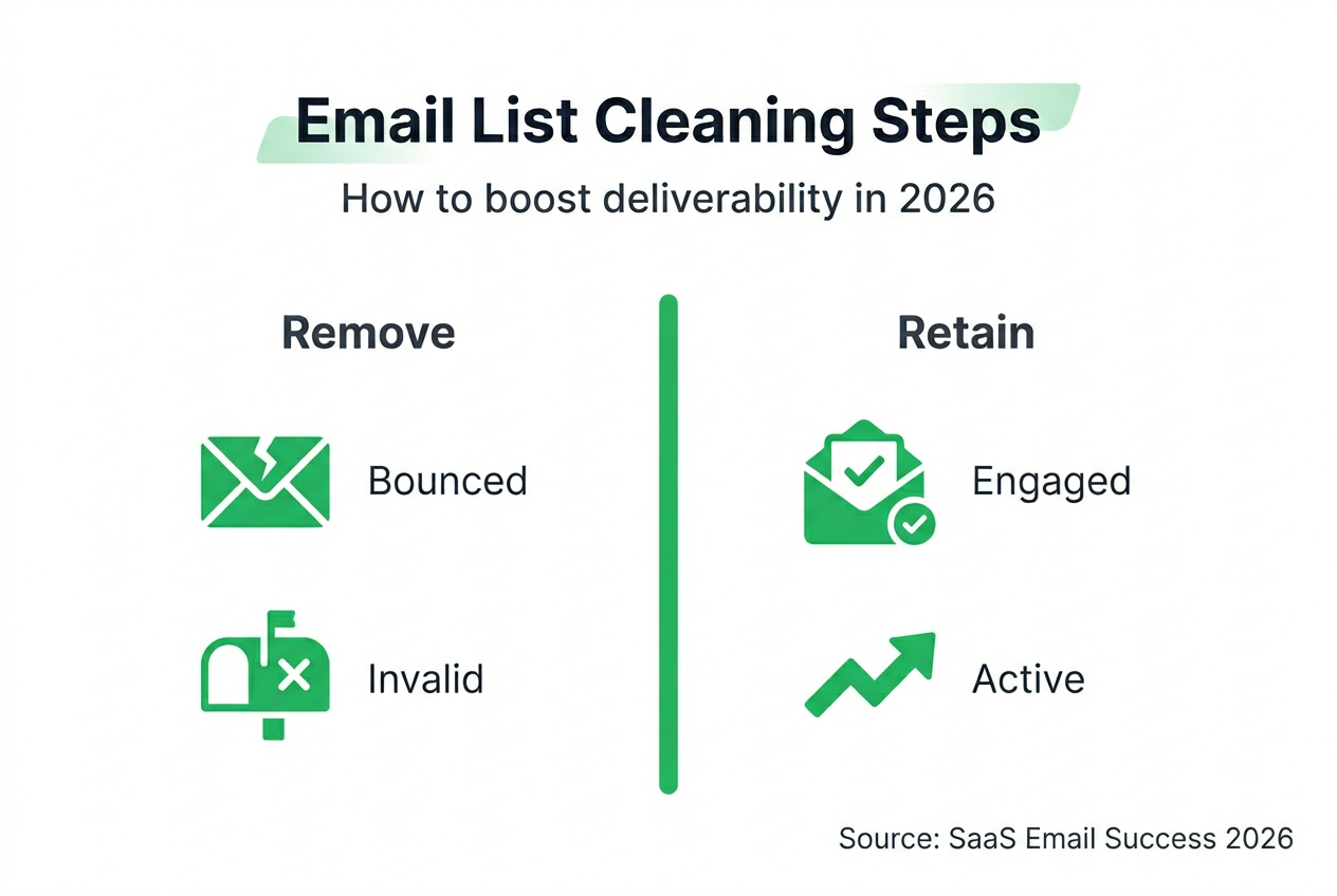 Infographic on steps for cleaning email lists