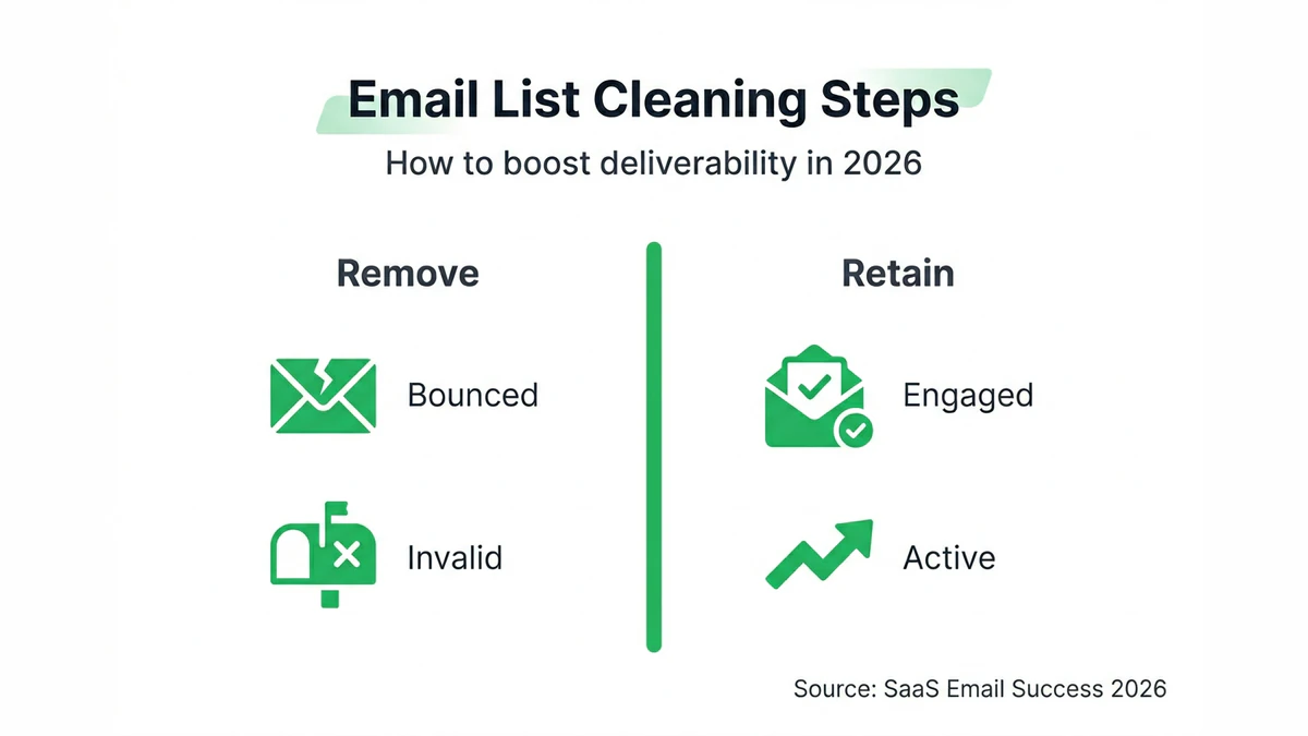 Infographic on steps for cleaning email lists