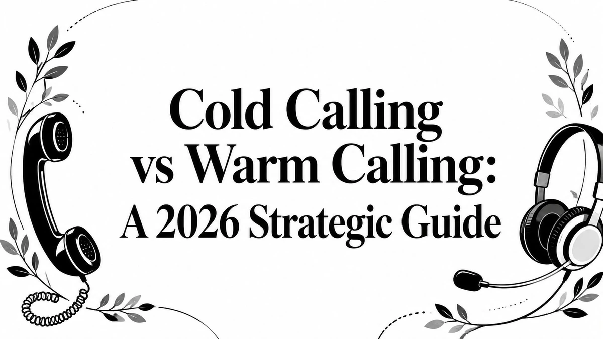 Title card reading Cold Calling vs Warm Calling: A 2026 Strategic Guide, with a phone handset and headset