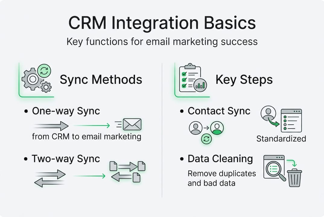 信息图显示 CRM 集成的基本功能