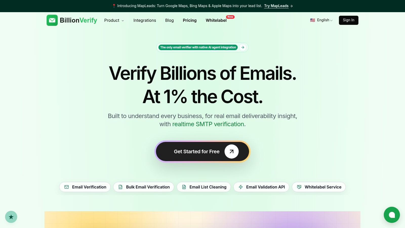 Screenshot from https://billionverify.com