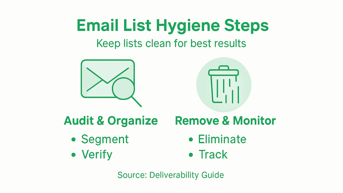 Infographic showing email list hygiene steps