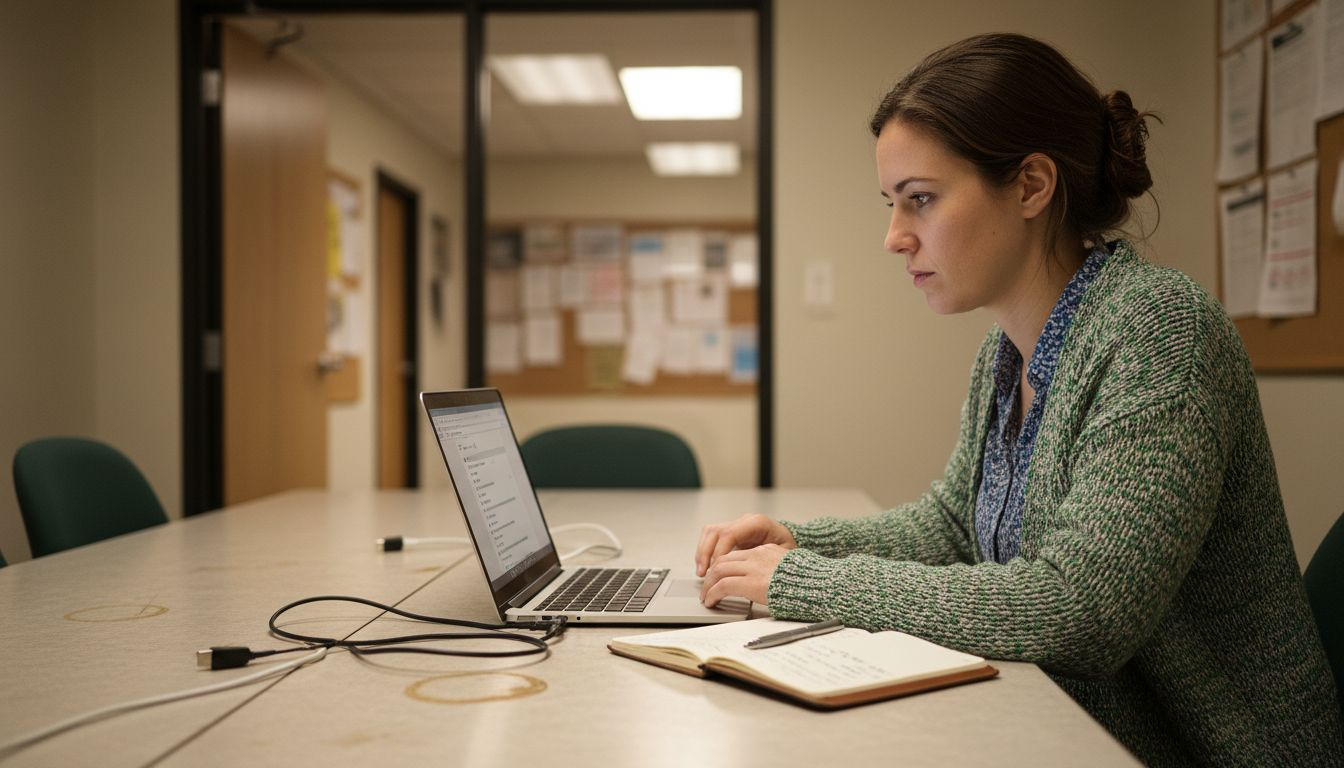 Mulher inspecionando caixa de entrada de email para entregabilidade