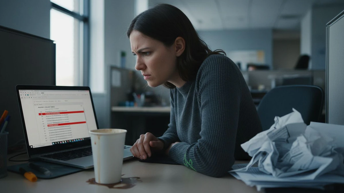 User examining bounced email addresses on laptop