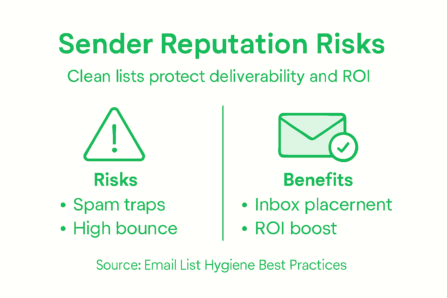 Infografis menunjukkan risiko dan manfaat reputasi pengirim