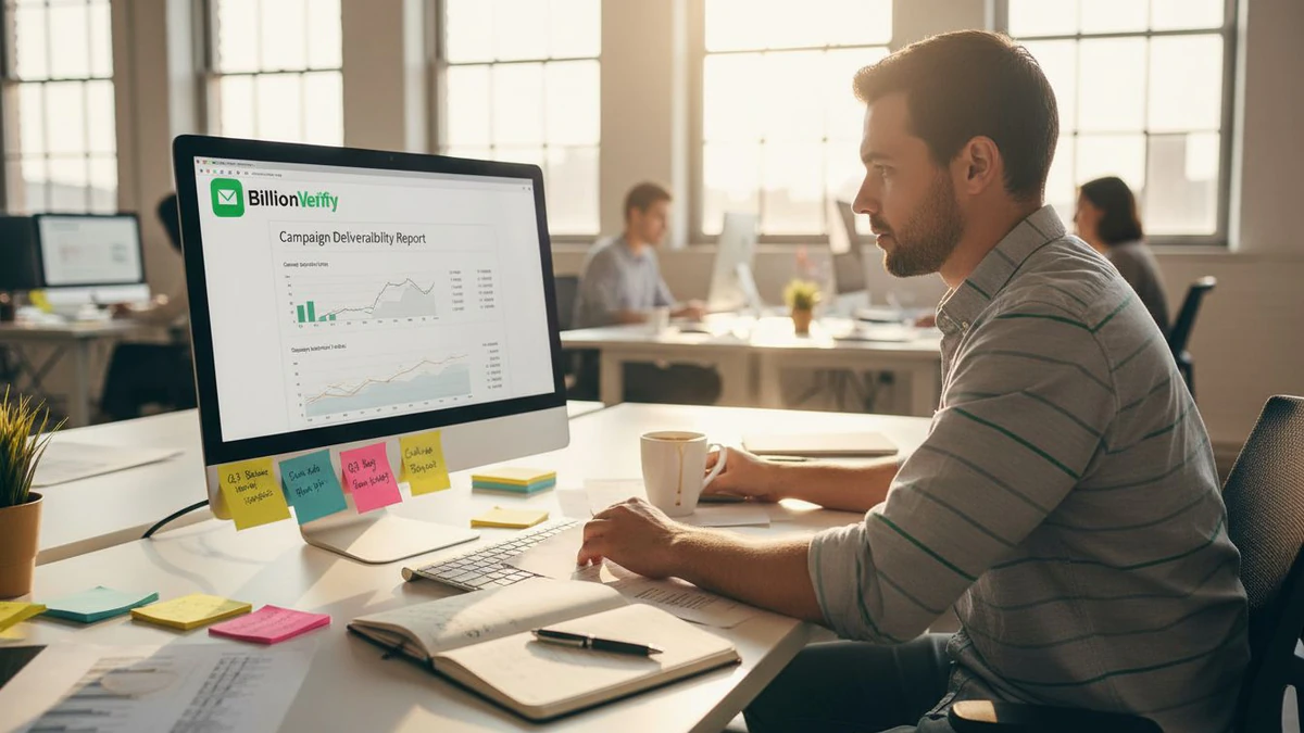 Marketer reviewing a campaign deliverability report built on email marketing best practices