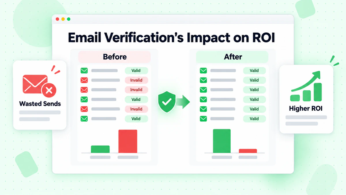 Impatto della verifica email sul ROI: righe non valide rimosse, meno invii sprecati e ritorno più alto
