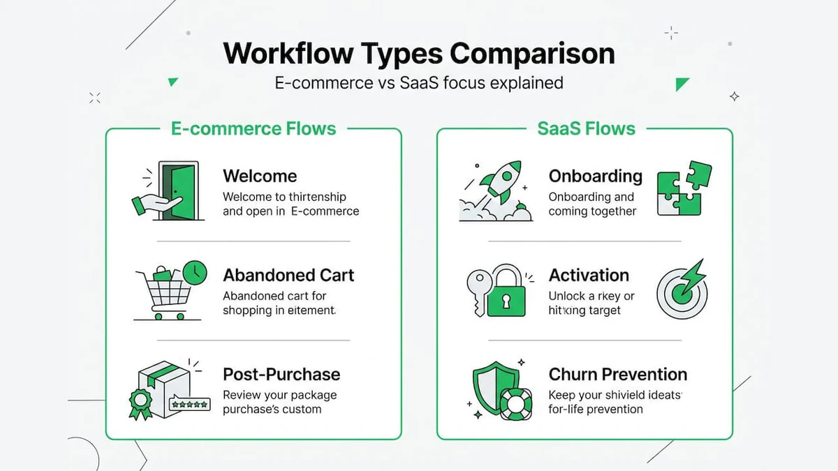 Infographic comparing ecommerce and SaaS workflows