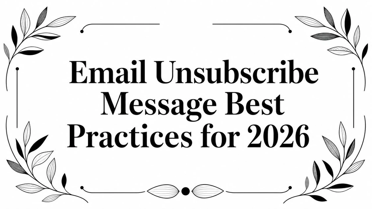 Title card reading Email Unsubscribe Message Best Practices for 2026, framed by black leaf ornaments