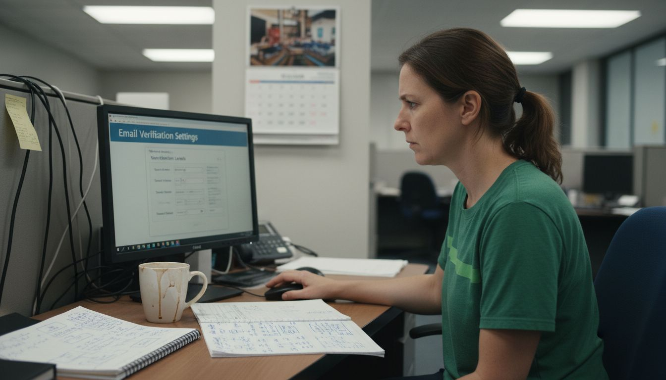 Administrador configurando configurações de verificação de e-mail