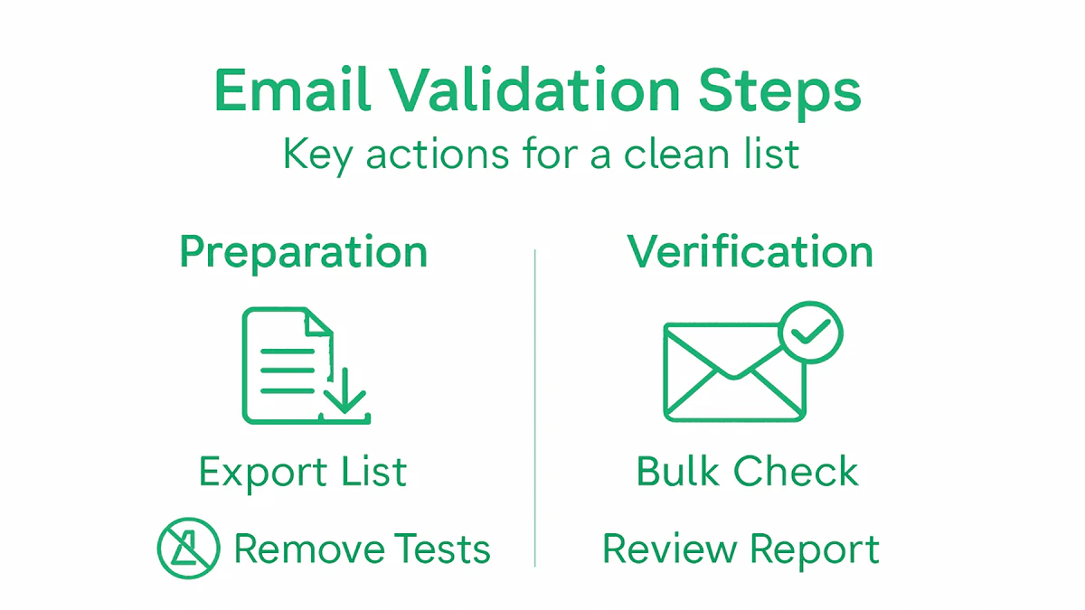 Infographic of email validation steps and categories