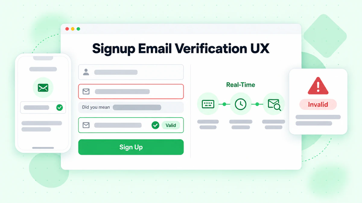 UX der E-Mail-Verifizierung bei der Registrierung: Inline-Prüfung, Tippfehler-Vorschlag, Gültig-Badge