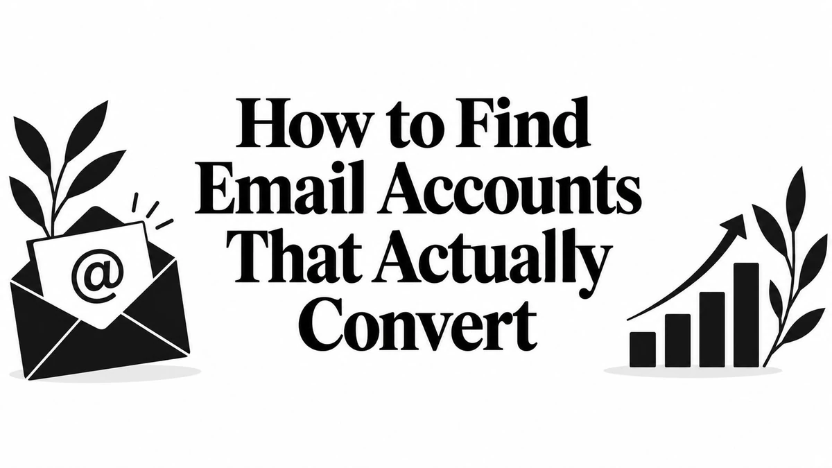 Illustrated email envelope and growth chart beside text about how to find email accounts