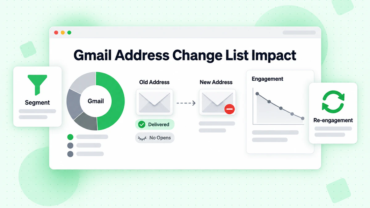Impacto del cambio de dirección Gmail en tu lista: la dirección antigua recibe sin aperturas y el engagement cae