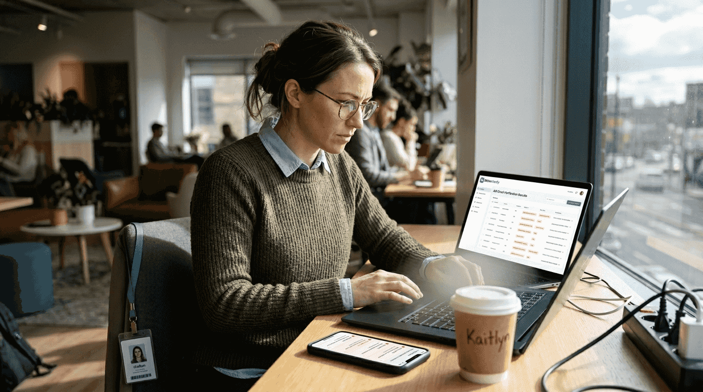 經理在辦公室檢查 API 驗證結果