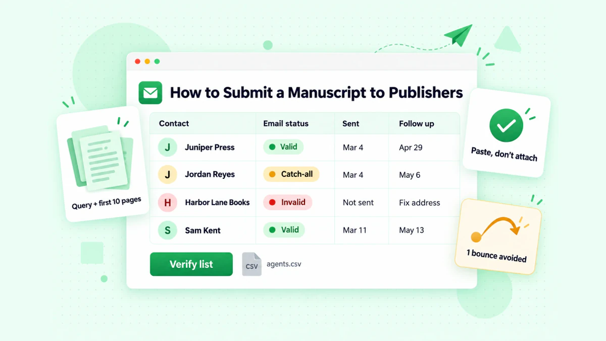 How to submit a manuscript to publishers: a submission tracker with verified emails, status and follow-up dates