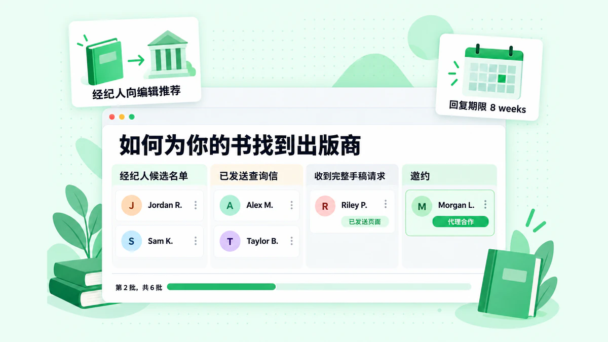 如何为你的书找到出版商:经纪人候选名单、发送查询信、收到完整手稿请求,以及编辑提出出版邀约