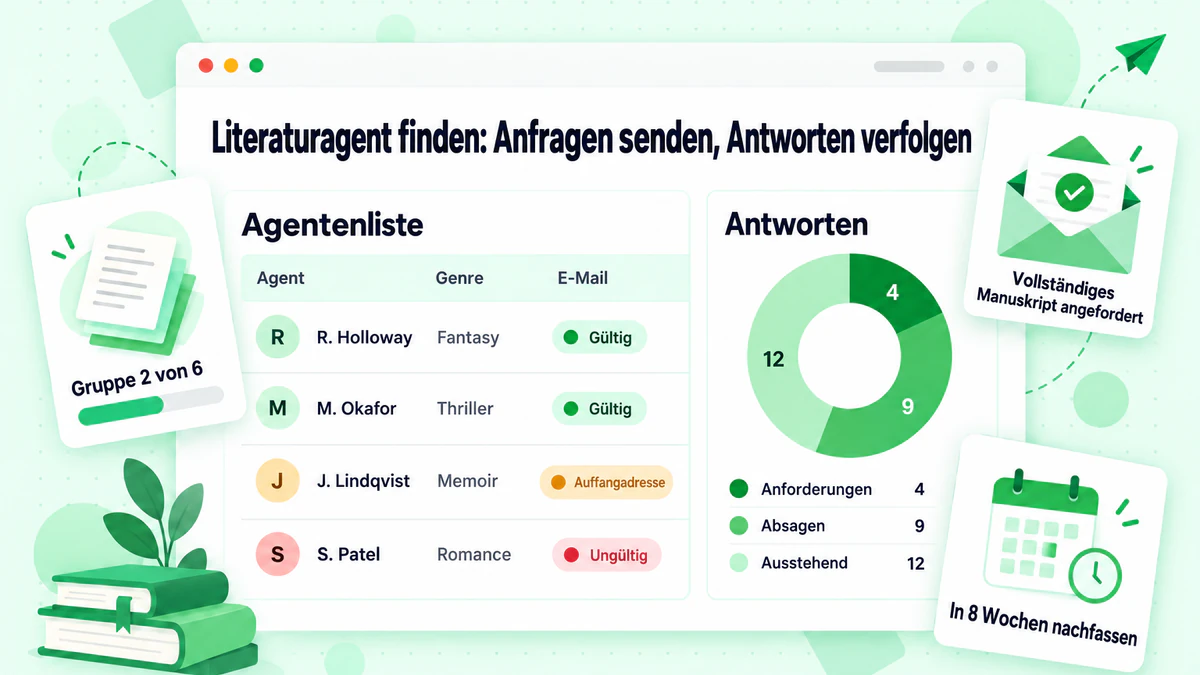 Leitfaden zur Suche nach einem Literaturagenten mit Agenturliste und Dashboard zur Antwortverfolgung
