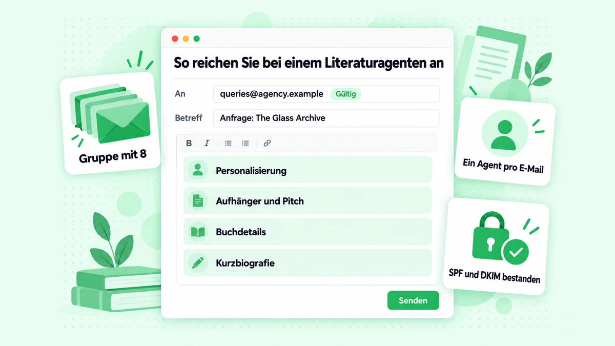 So schreiben Sie einen Literaturagenten an: eine Anfrage-E-Mail an eine verifizierte Agenturadresse, mit einem Agenten pro E-Mail in einer kleinen Gruppe