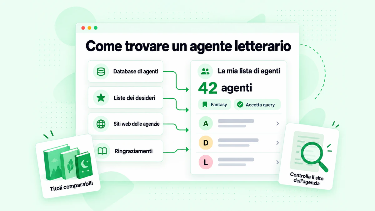 Come trovare un agente letterario: un database di agenti, liste dei desideri, siti web delle agenzie e ringraziamenti che confluiscono in un'unica lista di agenti
