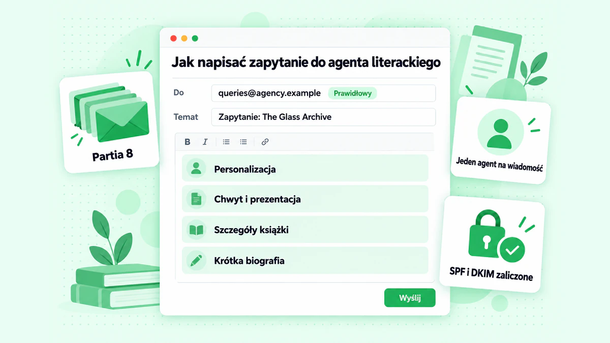 Jak napisać do agenta literackiego: wiadomość e-mail z zapytaniem wysłana na zweryfikowany adres agencji, do jednego agenta w osobnej wiadomości, w małej partii