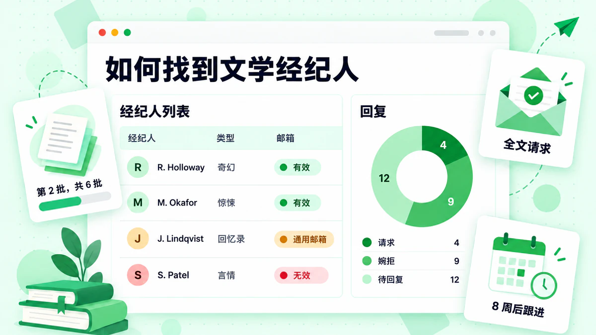 如何获得文学经纪人:一个包含经纪人名单、已验证邮箱状态和回复跟踪的询问计划仪表板