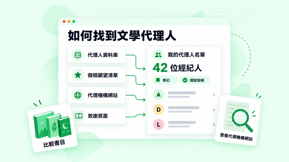 如何找到文學代理人:代理人資料庫、徵稿願望清單、代理機構網站與致謝頁面,共同建立代理人清單
