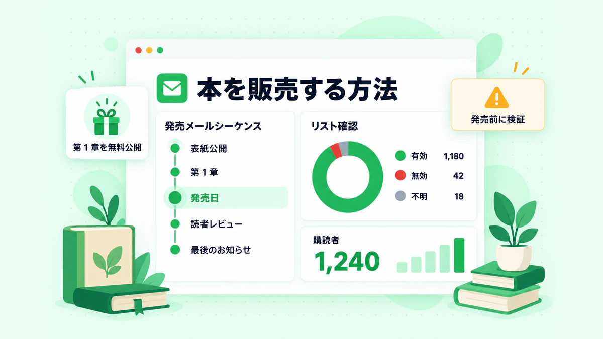 メールで本を販売する方法：購読者、ローンチシーケンス、検証結果を表示したニュースレターダッシュボード