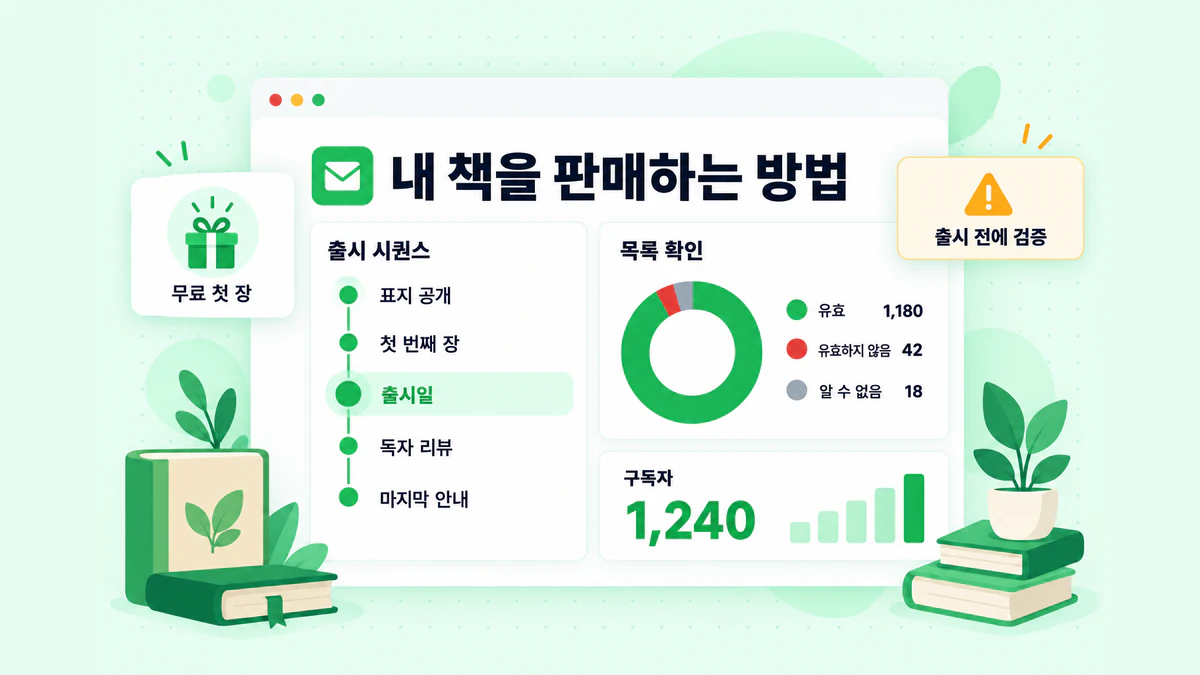 이메일로 책을 판매하는 방법: 구독자, 출시 시퀀스 및 인증 결과가 표시된 뉴스레터 대시보드