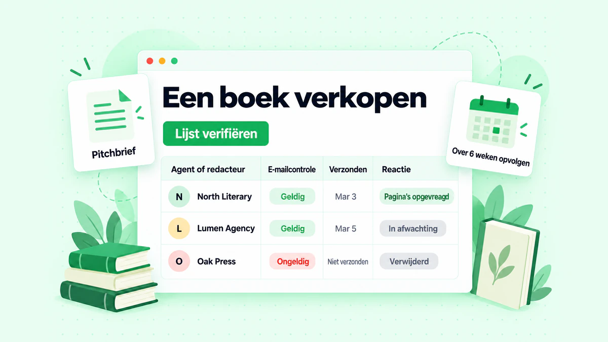 Een boek verkopen aan een uitgever: een tracker voor het benaderen van agenten en redacteuren, met geverifieerde emailstatus, opvolgingsdata en reacties